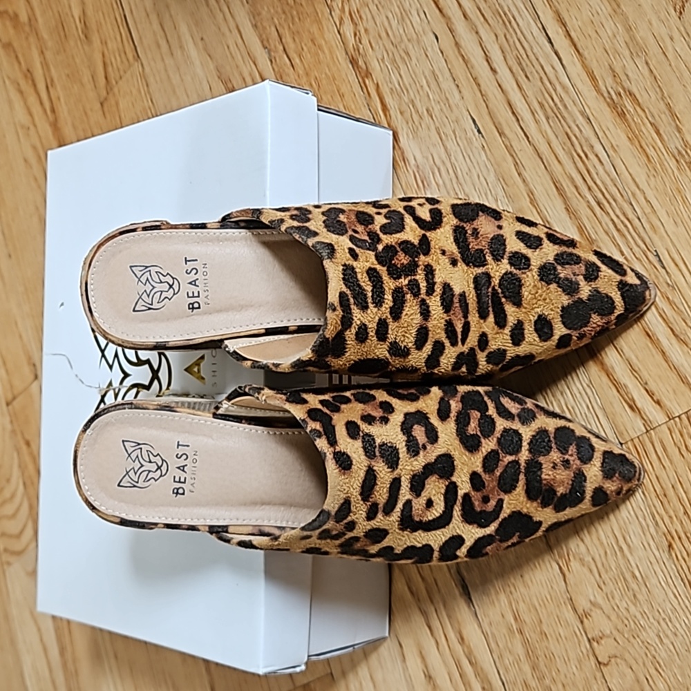 Leopard mules size 8.5